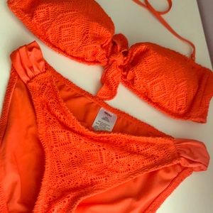 Bathing suit set orange coral topL bottom M